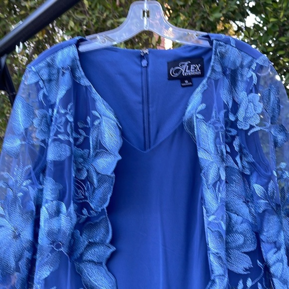 Alex Evenings Round Neck Floral Embroidered 3/4 Sleeve Jacket Dress - Picture 8 of 11